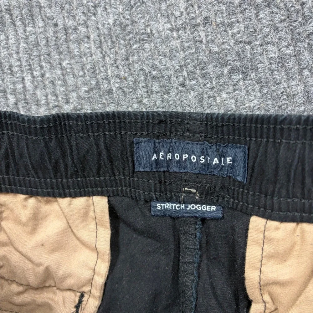 Aeropostale Joggers Men's M Black Stretch  Pants Drawstring Elastic Waist Casual